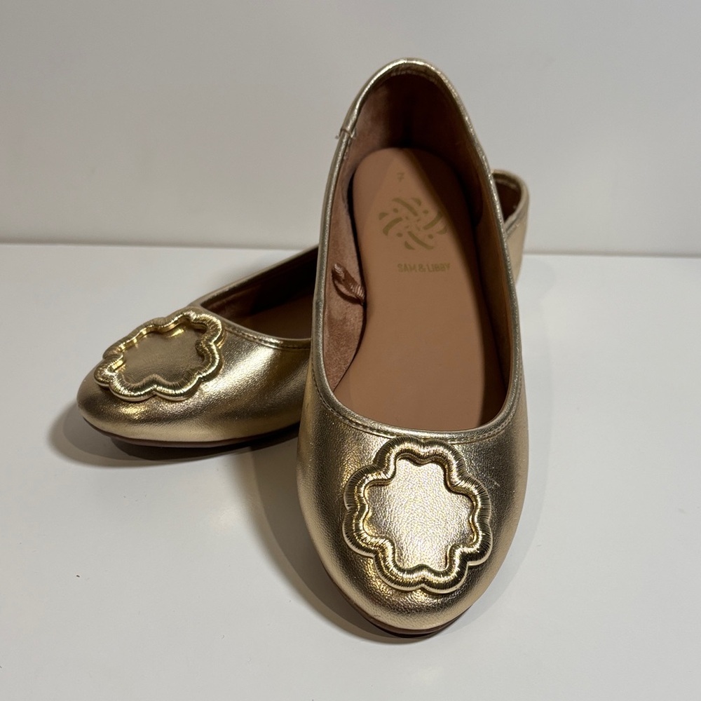 2/35$ ❤️Sam & Libby Metallic Gold Flats